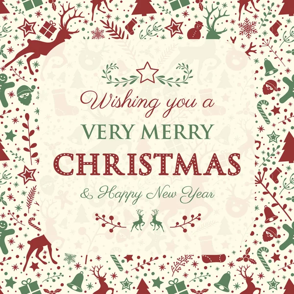 Noel tebrik kartı dekoratif metin ve reindeers kavramı. Vektör.