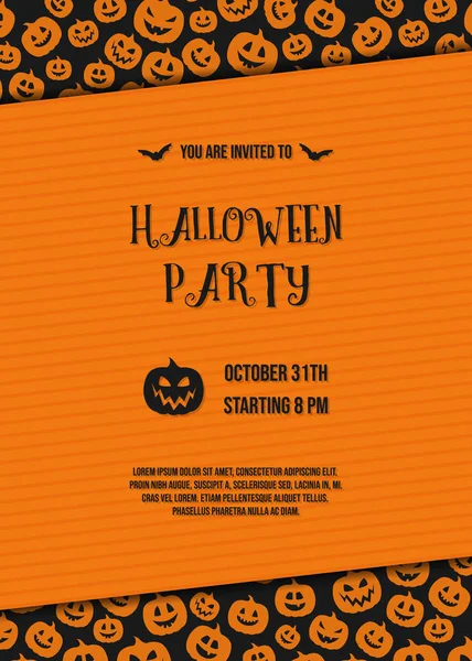 Invitation Pour Halloween Party Carte Avec Texture Citrouille Vecteur — Image vectorielle