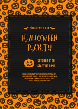 Cadılar Bayramı partisi - kabak doku ile kartı için davet. Vektör.