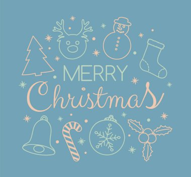 Dekoratif Noel metin ile süsler. Vektör.