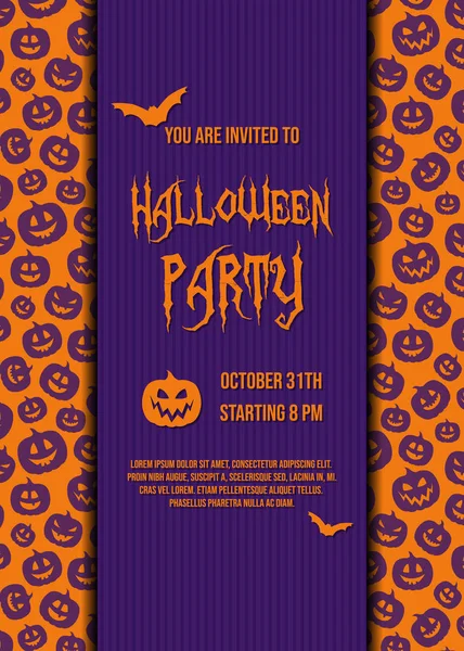 Design Carte Invitation Halloween Party Avec Des Citrouilles Vecteur — Image vectorielle