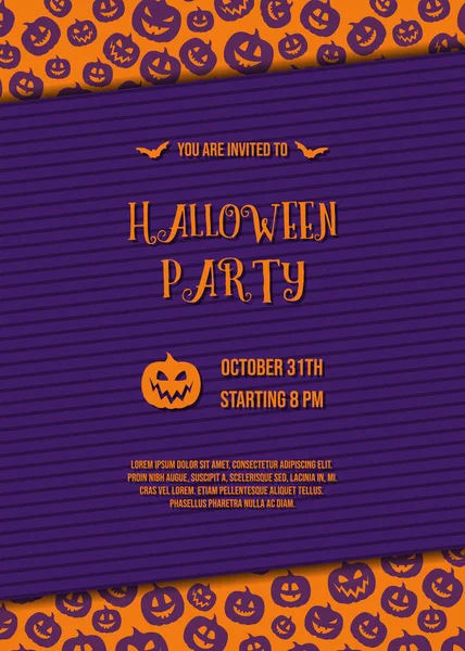 Zaproszenie Dla Halloween Party Karta Tekstur Dyni Wektor — Wektor stockowy