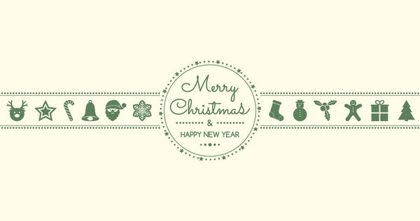 Christmas card with decorations. Vector.