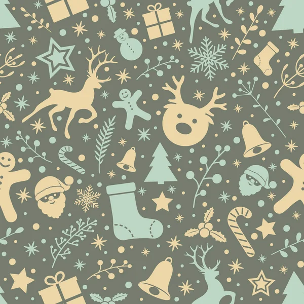Weihnachten Hintergrund Mit Ornamenten Und Nahtlose Textur Vektor — Stockvektor