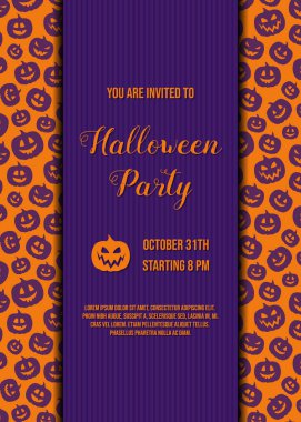 Korkunç kabaklar ile davet bir Cadılar Bayramı partisi için şablon. Vektör.