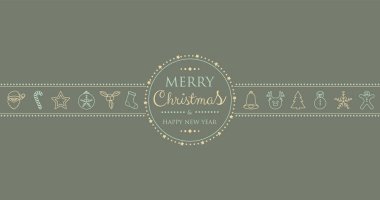 Retro tarzı dekorasyonda elle çizilmiş ile Noel dilek. Vektör.