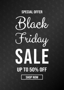 Siyah Frida Satılık - el ilanı yüzdeleri ve metin arka plan ile. Vektör.