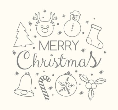 Noel afiş ile şenlikli süsler ve selamlar. Vektör. 