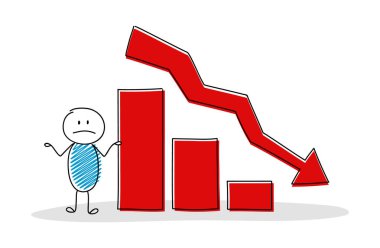 El karikatür kişi iş grafik ile çekilmiş. Vektör.