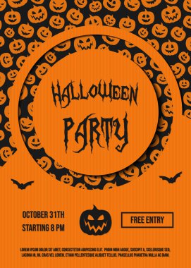 Cadılar Bayramı partisi kabaklar Davetiyeli tasarımı. Vektör.