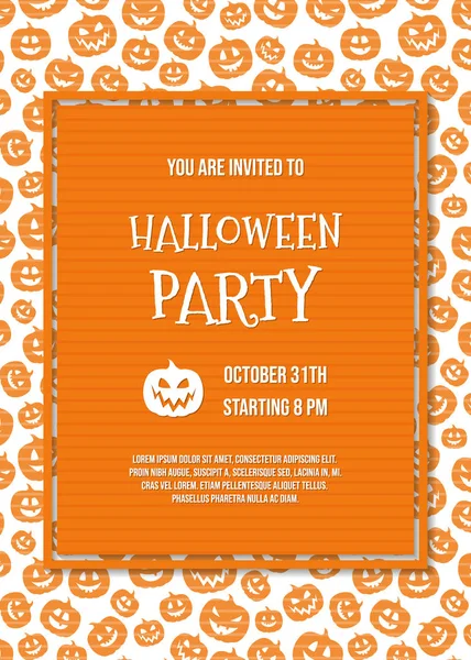 Cadılar Bayramı Partisi Davetiyesi komik kabaklar ve örnek metin düzeni. Vektör.