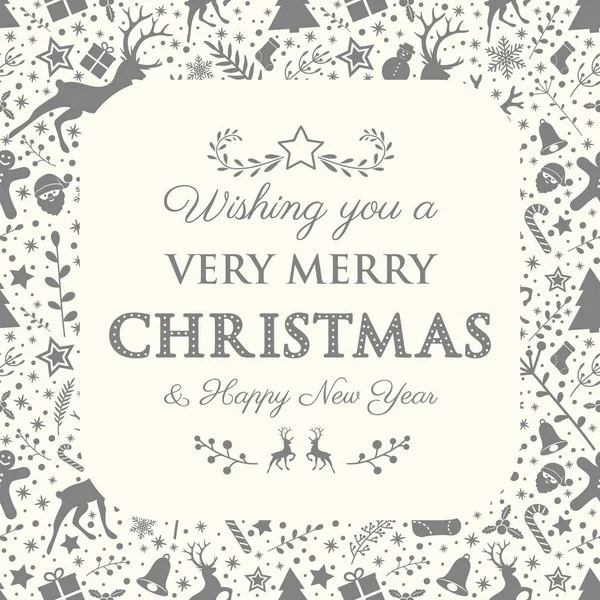 Tasarım vinatge süsler ile Noel tebrik kartı. Vektör.