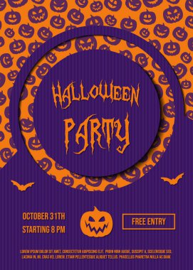 Cadılar Bayramı partisi kabaklar Davetiyeli tasarımı. Vektör.