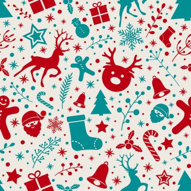 Noel duvar kağıdı dekorasyon - sorunsuz doku ile. Vektör.