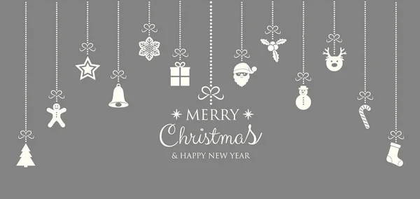 Neşeli Noel ve mutlu yeni yıl - süslemeleri ve dilek ile kartı. Vektör.