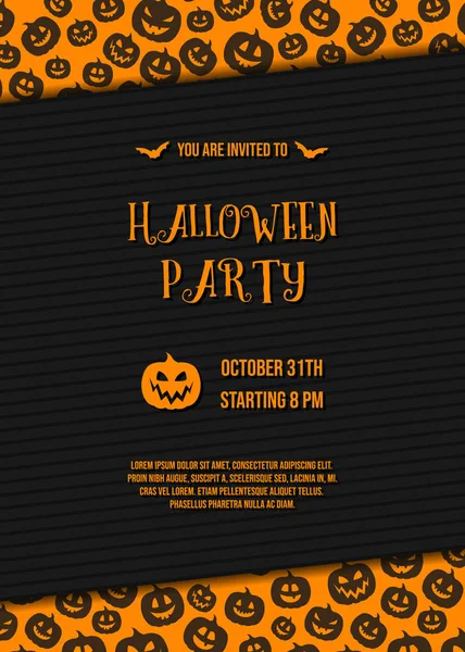 Zaproszenie Dla Halloween Party Karta Tekstur Dyni Wektor — Wektor stockowy