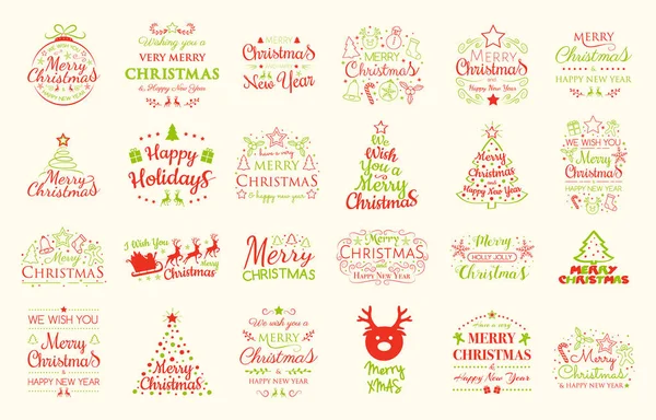 Coleção Tipografia Natal Com Ornamentos Vetor —  Vetores de Stock