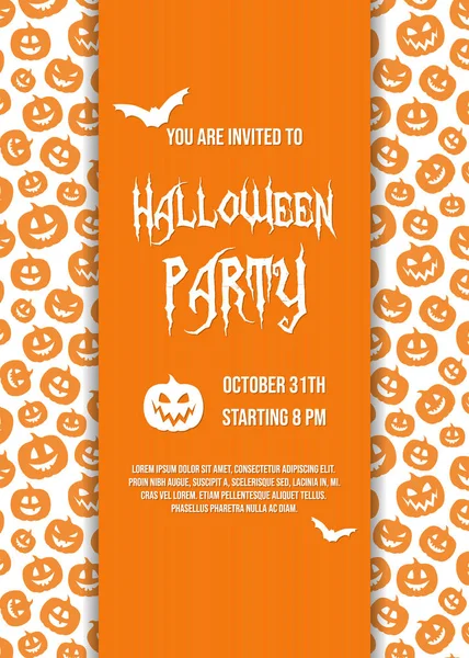 Design Carte Invitation Halloween Party Avec Des Citrouilles Vecteur — Image vectorielle