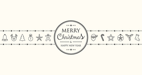 Concept of Christmas card with hand drawn decorations and wishes. Vector.