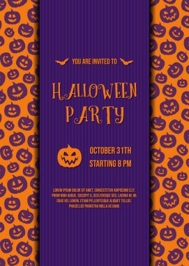 Cadılar Bayramı kartı kabaklar siluetleri ile. Vektör.