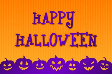 Halloween kabaklar ve dilek komik siluetleri ile arka plan. Vektör.