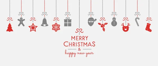 Conceito Cartão Felicitações Natal Com Ornamentos Pendurados Saudações Vetor —  Vetores de Stock
