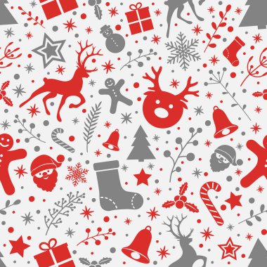 Noel süslemeleri ile seamless modeli kavramı. Vektör.