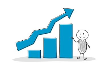 İş grafiği tutan komik çizgi film karakteri. Vektör.