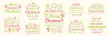 Noel tipografi süslemeleri ile topluluğu. Vektör.
