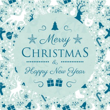 Merry Christmas - arka plan ile reindeers. Vektör.