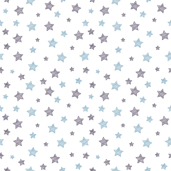 Patrón Sin Costuras Con Estrellas Dibujadas Mano Vector — Vector de stock