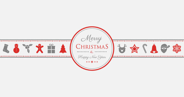 Christmas card with decorations. Vector.