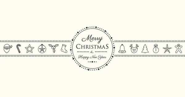 Concepto Tarjeta Navidad Con Decoraciones Dibujadas Mano Vector — Archivo Imágenes Vectoriales