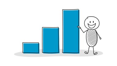 Çizgi film işadamı gösteren sütun grafik. Vektör.