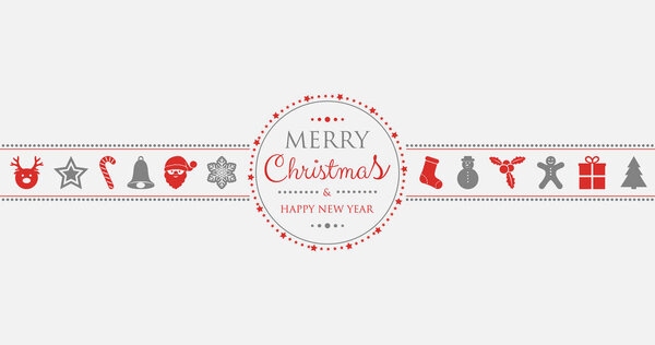 Christmas composition with decorations and wishes. Vector.