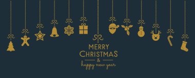 Noel süslemeleri ve dilek asma afiş. Vektör.