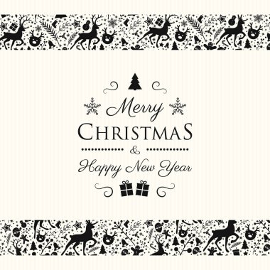 Mevsimlik süsler ile dekoratif Noel kartı. Vektör.