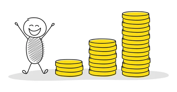 Vtipné Kreslené Postavičky Grafem Peníze Vektor — Stockový vektor