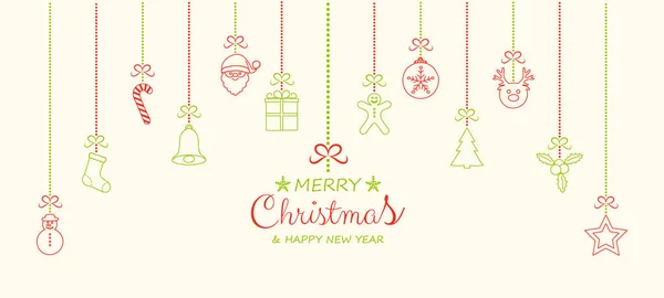 Christmas Greetings Hanging Decorations Vector — Stock Vector