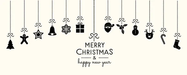 Carte Voeux Noël Avec Décorations Suspendues Salutations Vecteur — Image vectorielle