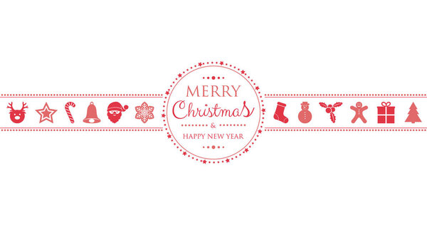 Concept of Christmas card with ornaments and wishes. Vector.