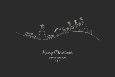 Noel dilek el ile çizilmiş Noel Baba ve reindeers. Vektör.