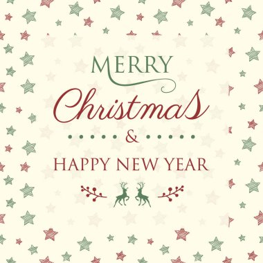 Noel tebrik kartı dekoratif metin ve yıldız kavramı. Vektör.
