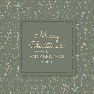 Christmas dekorasyon dilek ve elle çizilmiş öğeleri ile. Vektör.