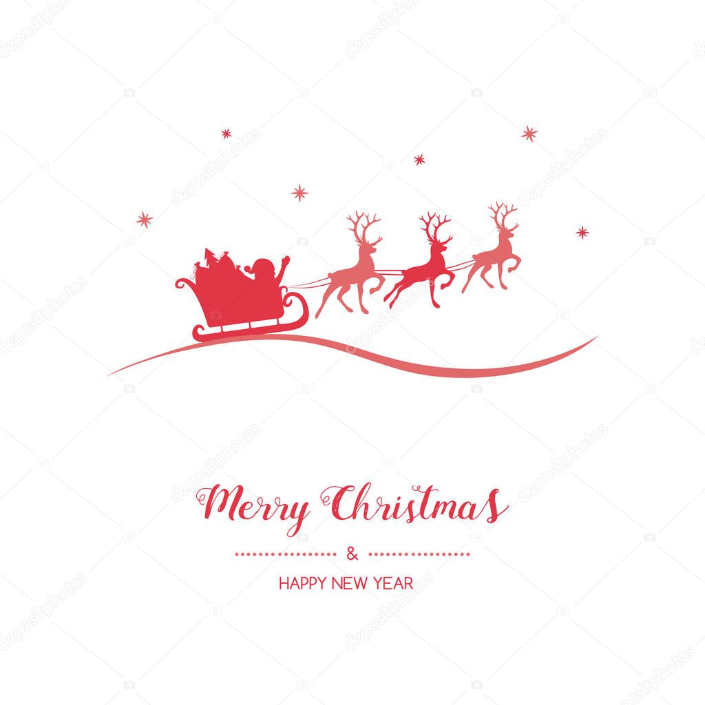 Christmas wishes with hand drawn Santa Claus and reindeers. Vector.