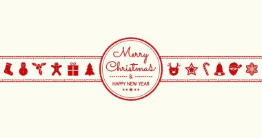 Süslemeleri ile Noel ve yılbaşı tebrik kartı. Vektör.