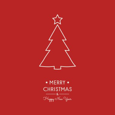 Neşeli Noel ve mutlu yeni yıl - tebrik kartı el ile ağaç çizilmiş. Vektör.