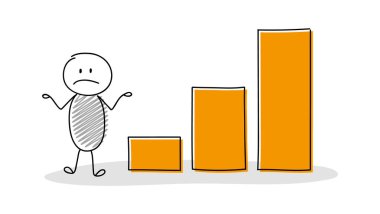 İş grafiği ile çizilmiş çöp adam ver. Vektör.