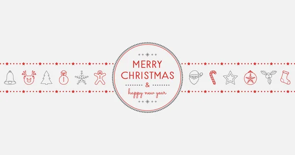 圣诞节和新年贺卡与手拉装饰 — 图库矢量图片