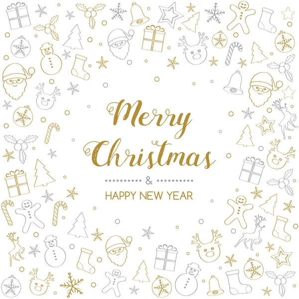 Noel tebrik kartı süsler ile güzel çelenk ile. Vektör.